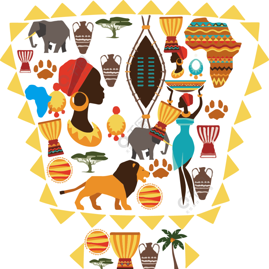 非洲元素非洲鼓草原色彩动物