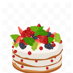卡通手绘草莓奶油生日蛋糕免抠图