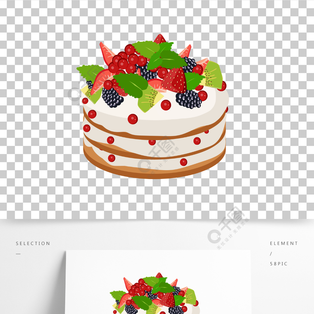 卡通手绘草莓奶油生日蛋糕免抠图1年前发布