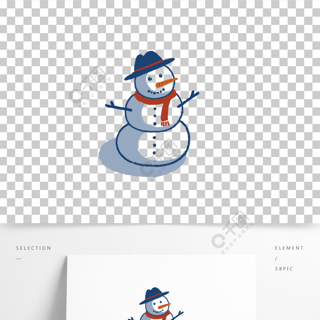 冬天雪人手绘元素