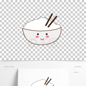 手绘卡通可爱米饭筷子饭碗免抠图案