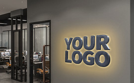 公司墙面发光logo效果样机