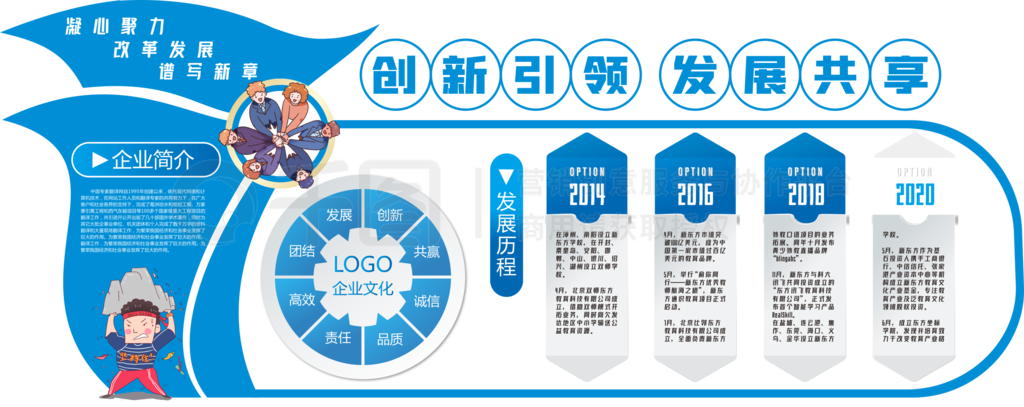 蓝色大气企业宣传文化墙
