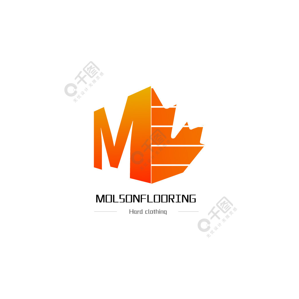 字母m楓葉立體logo漸變建築行業