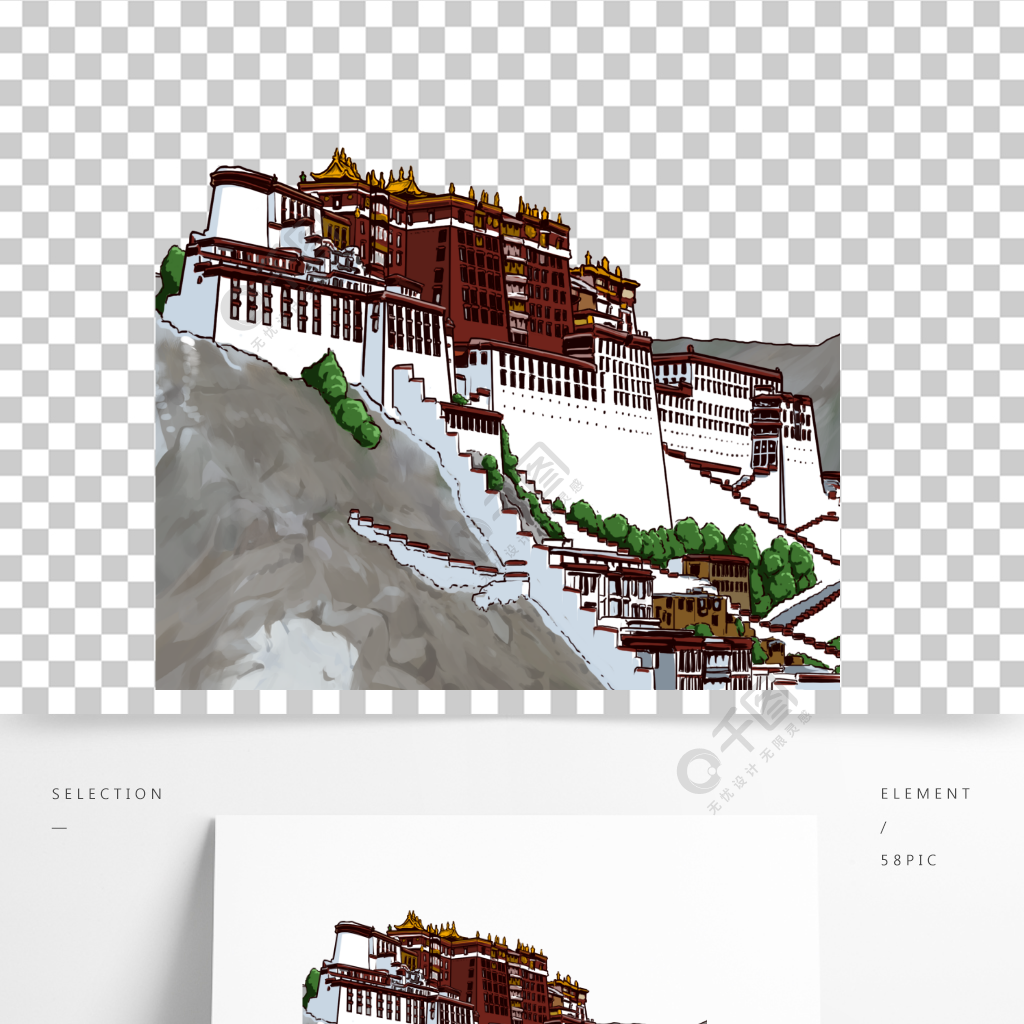 西藏布达拉宫手绘图1年前发布