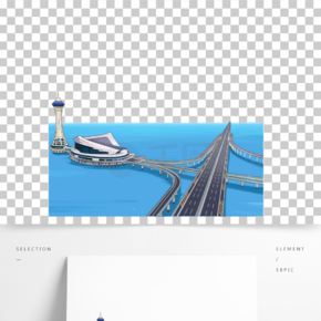 杭州湾跨海大桥绘画图片