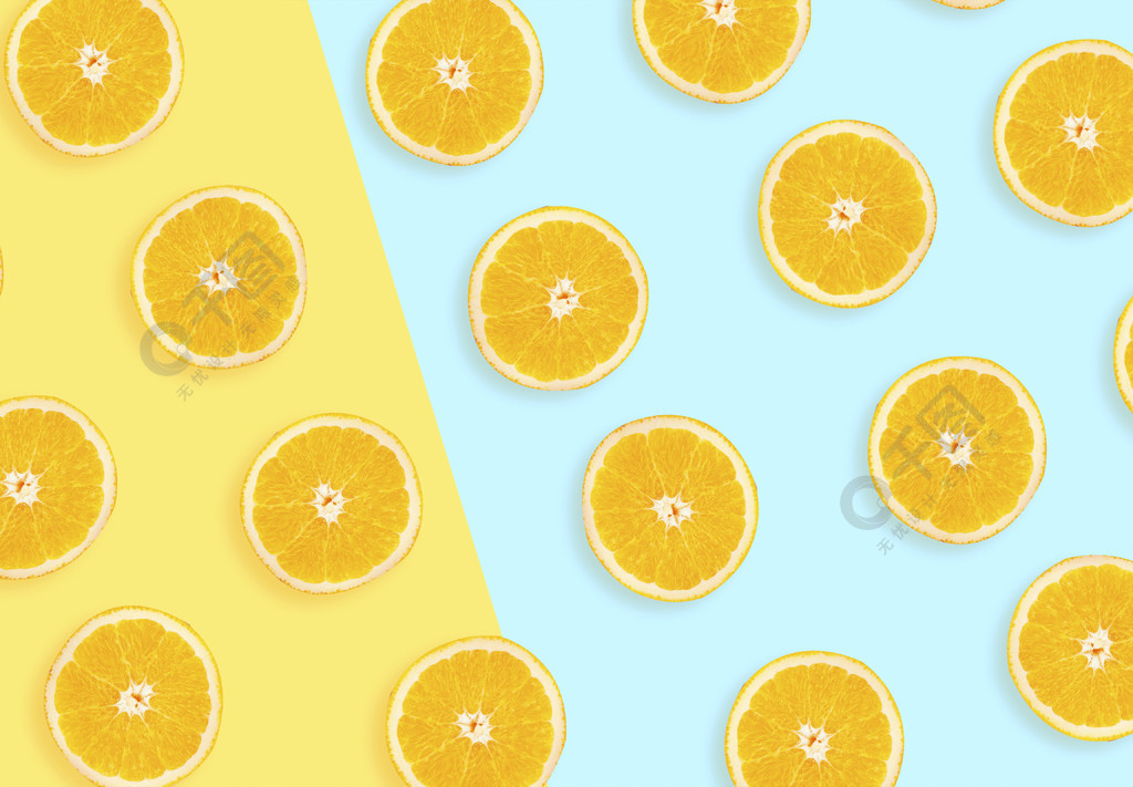 水果色彩平铺柠檬切片特写摄影图