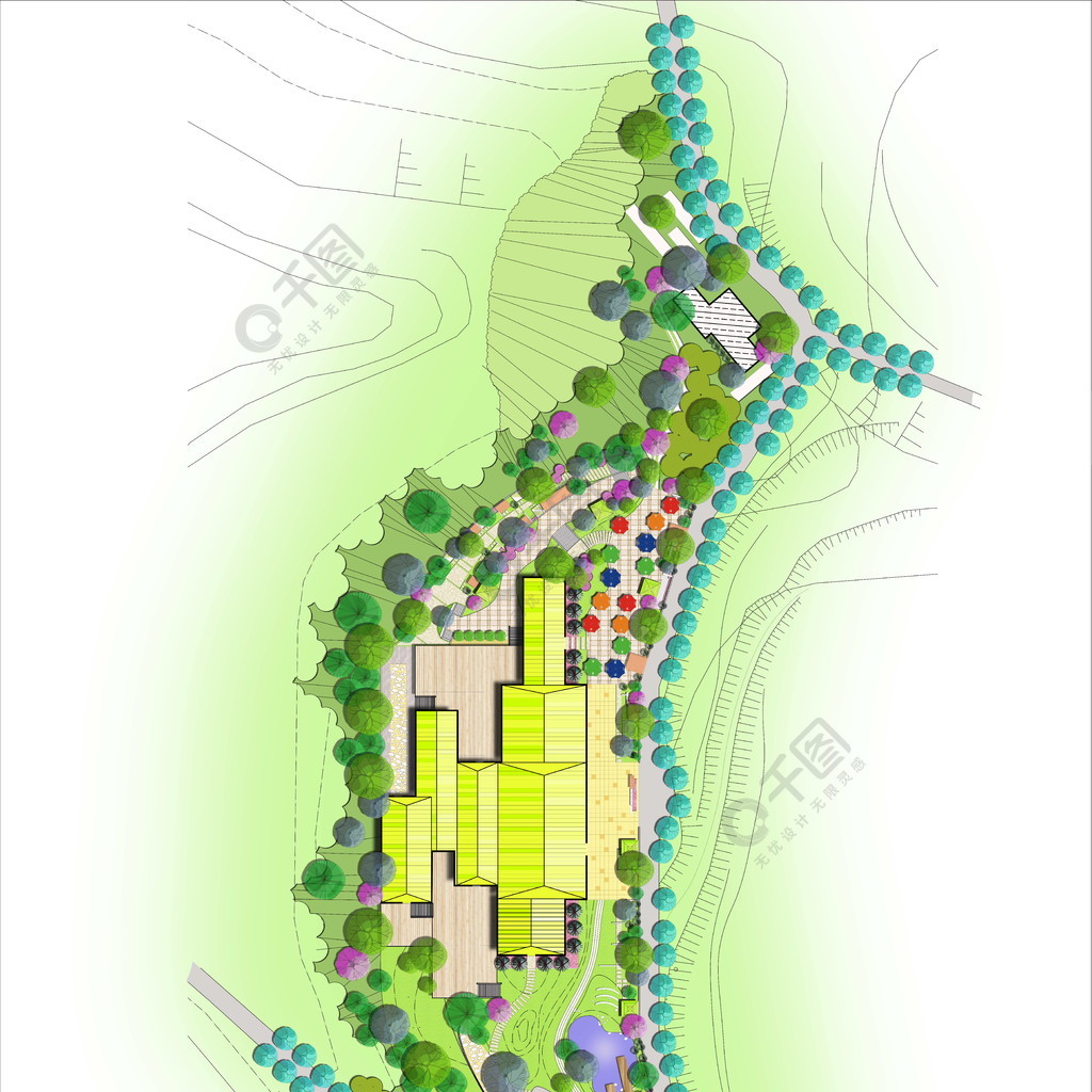 總平面圖填色建築總圖景觀彩色平面圖設計