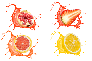 水果免抠素材果汁喷溅效果