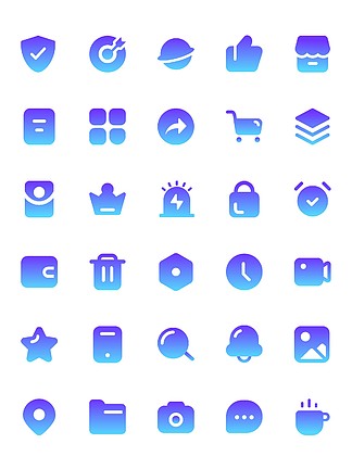  i>icon /i>原創藍色漸變常用電商圖標svg