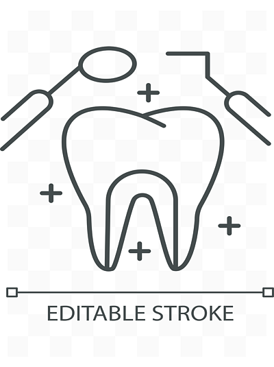 牙齿检查预防龋齿细线图轮廓符号矢量孤立的轮廓图可编辑笔画301312