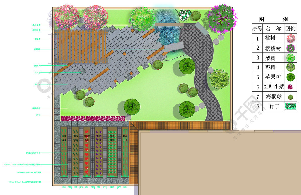 別墅庭院景觀彩平圖設計圖免費下載_psd格式_編號37416739-千圖網