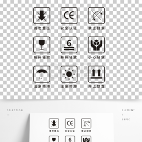 包裝外箱紙箱標識矢量注意圖標標籤