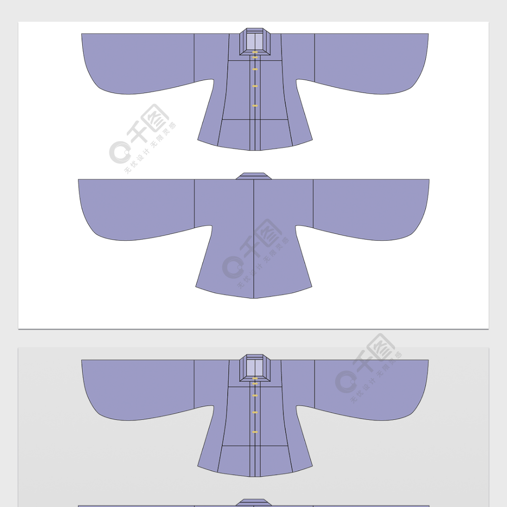 漢服明制對襟補服服裝款式圖矢量中國風古風