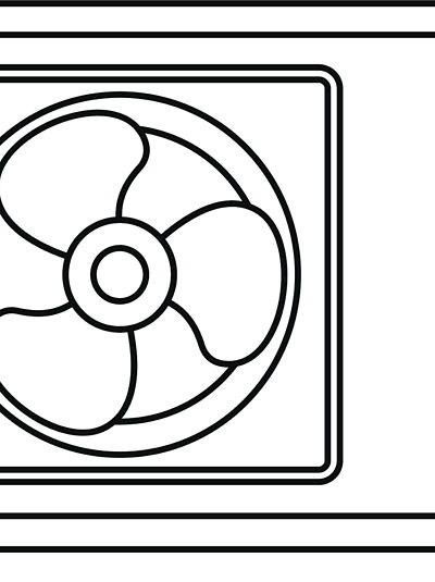 户外空调风扇图标概述在白色背景上网络设计的室外空调风扇矢量图标