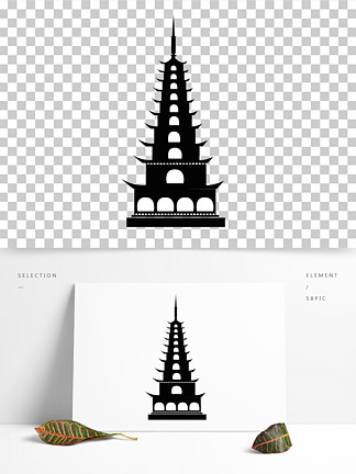 宝塔素材剪影5140123手绘宝塔透明png免扣素材22358宝塔山手绘免扣