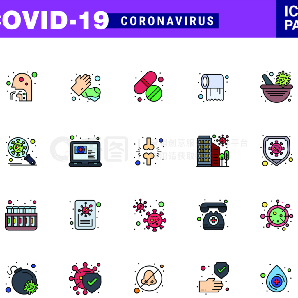 CORONAVIRUS 25ƽɫͼ꼯Ϊ⣬ҩ֯ϴӣ״ͼ2019-novʸԪ