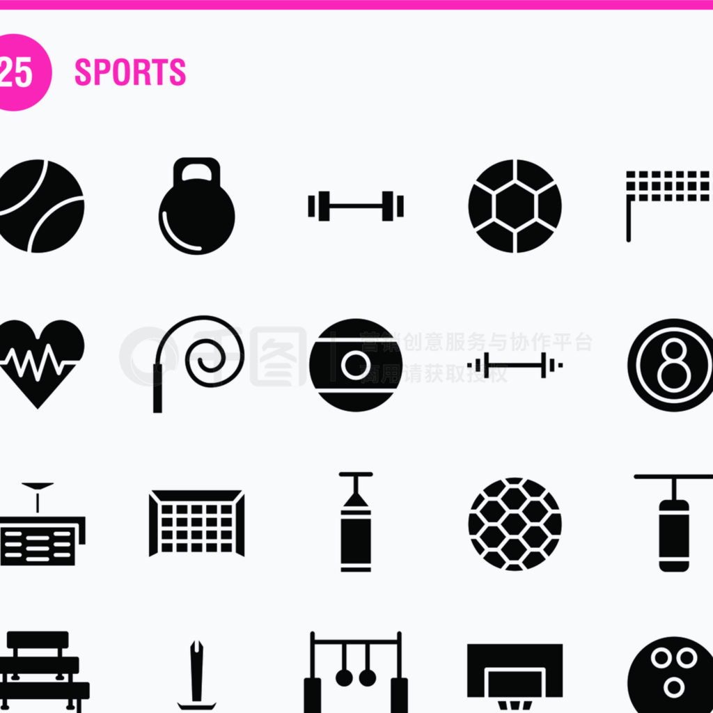 ԱͿԱSports Solid Glyph Icon Pack򣬸߶ͨ׮Сţʸͼ