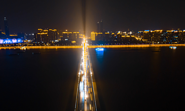 4K震撼航拍延时杭州西兴大桥夜景车流