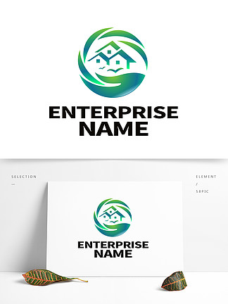 简约绿色生态新农村社区logo标<i>志</i>设计