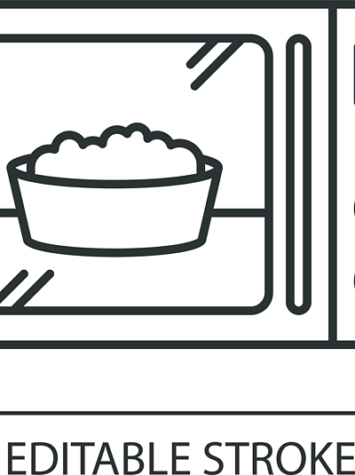 41即食像素完美线性图标微波食品在碗里加热爆米花膳食准备细线可定制