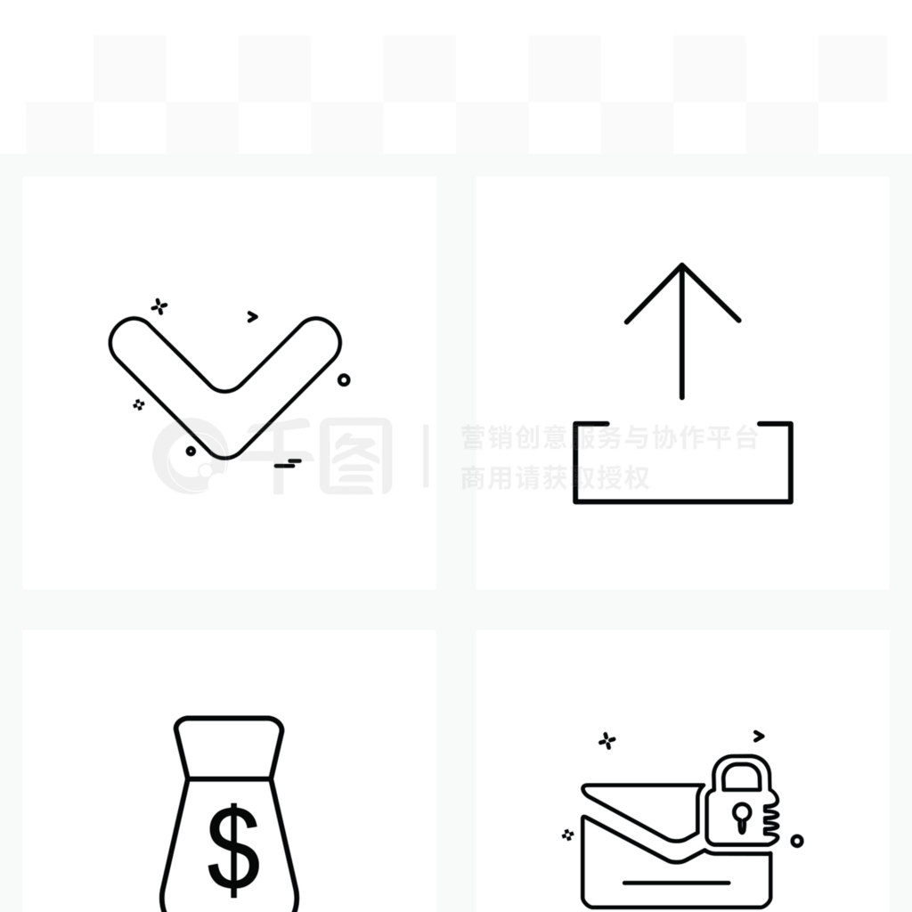 UI Set of 4 Basic Line Icons of arrow?Ǯ?ͷ??ʸͼ