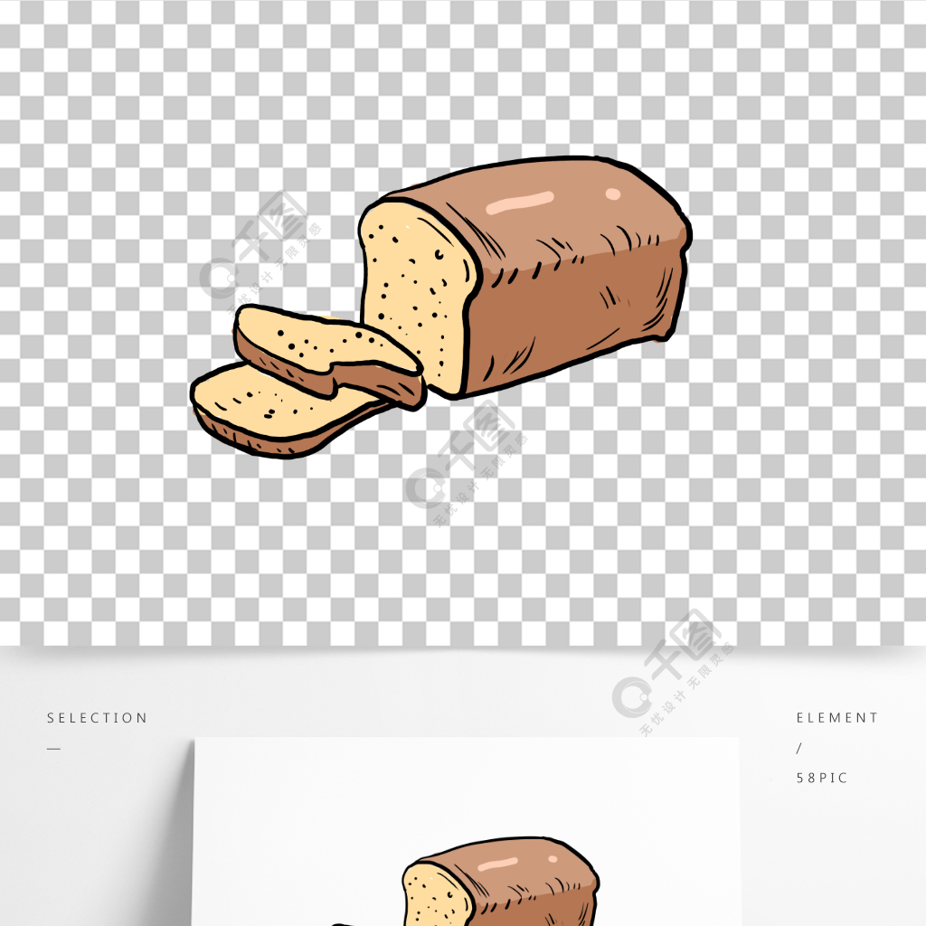 吐司切片美食卡通手繪免摳元素素材