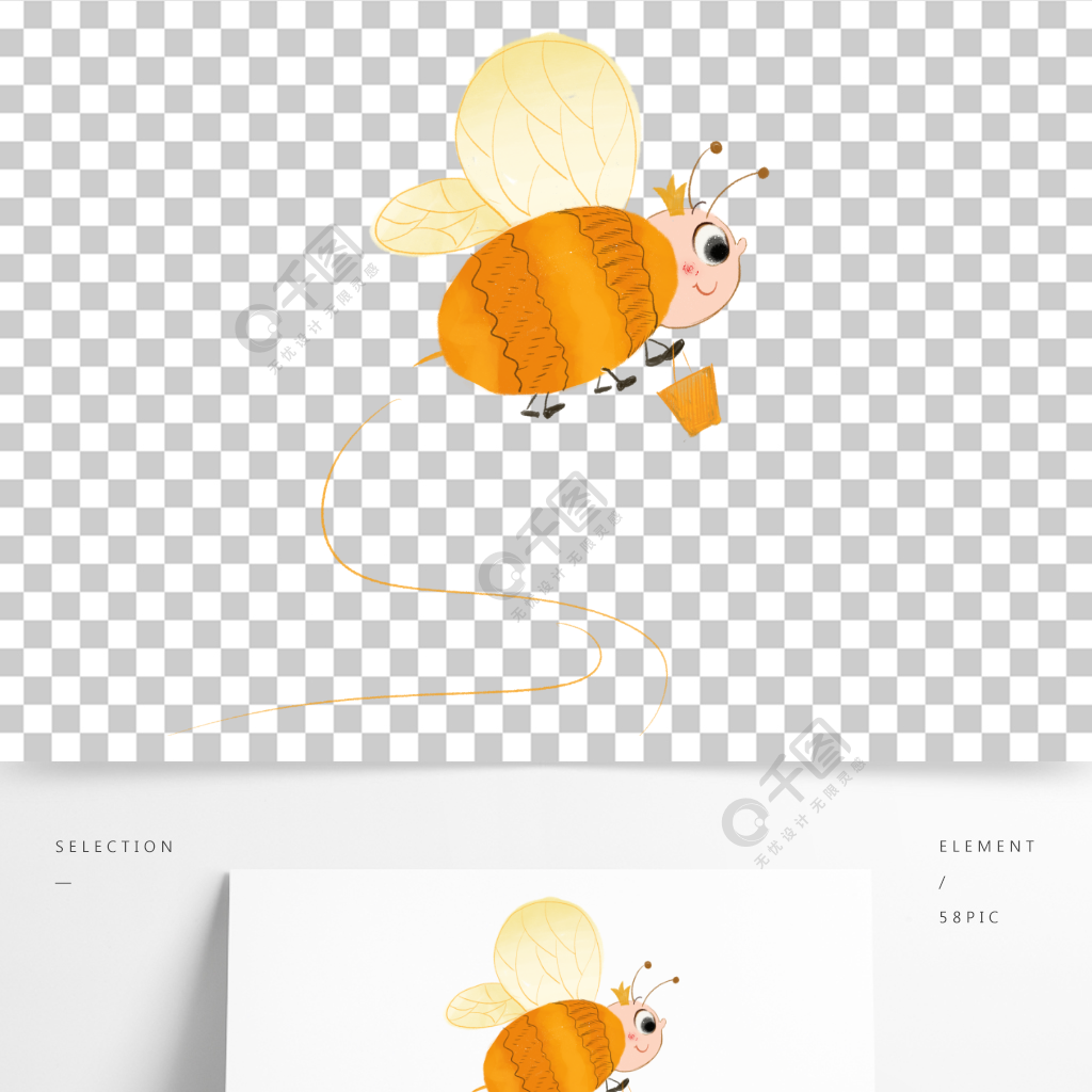 手繪小蜜蜂採蜜卡通昆蟲
