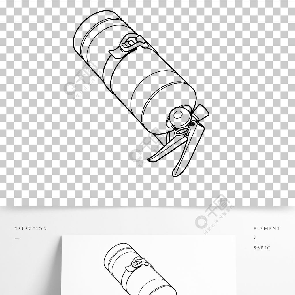 灭火器黑白线稿图