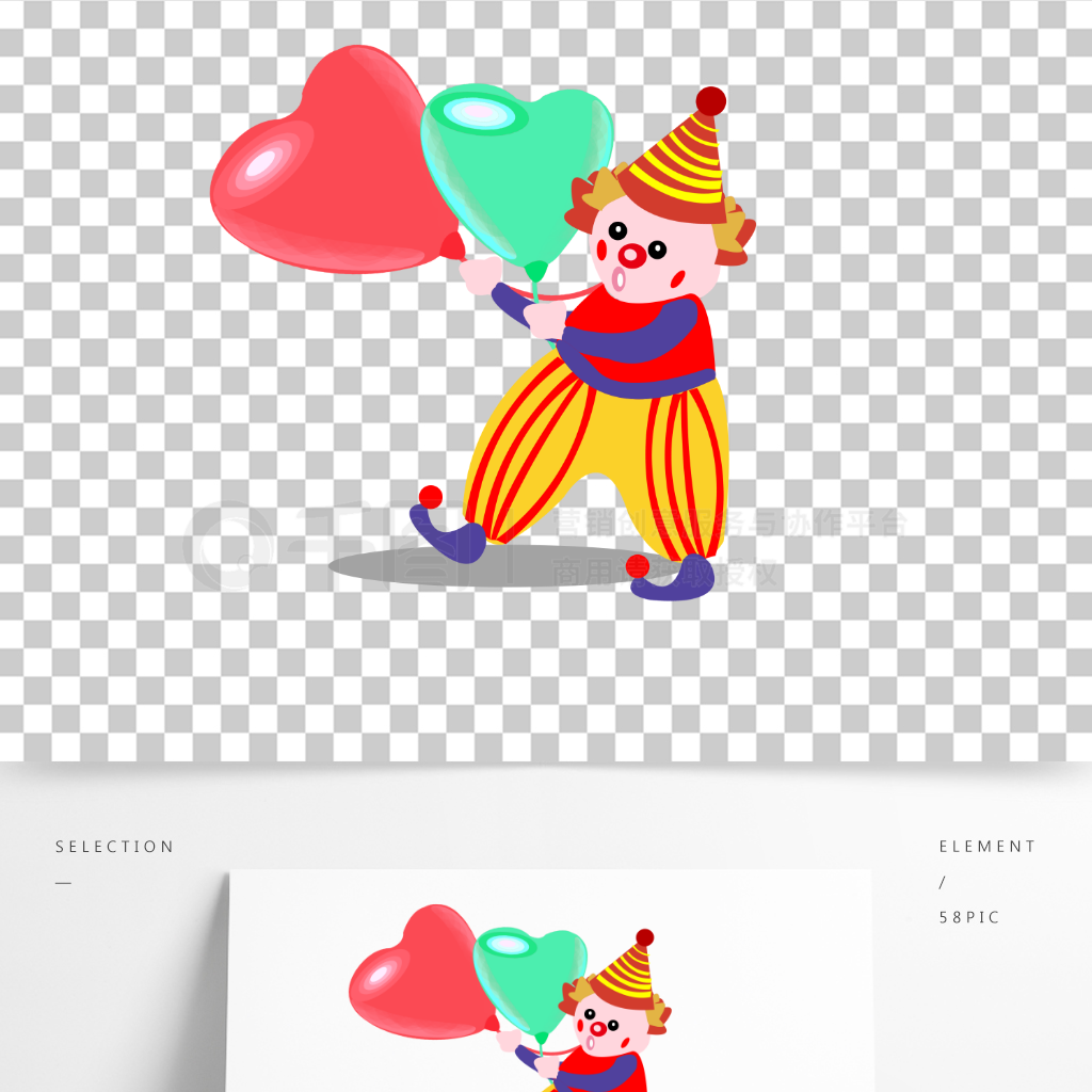 愚人节小丑气球插画图片-图行天下素材网