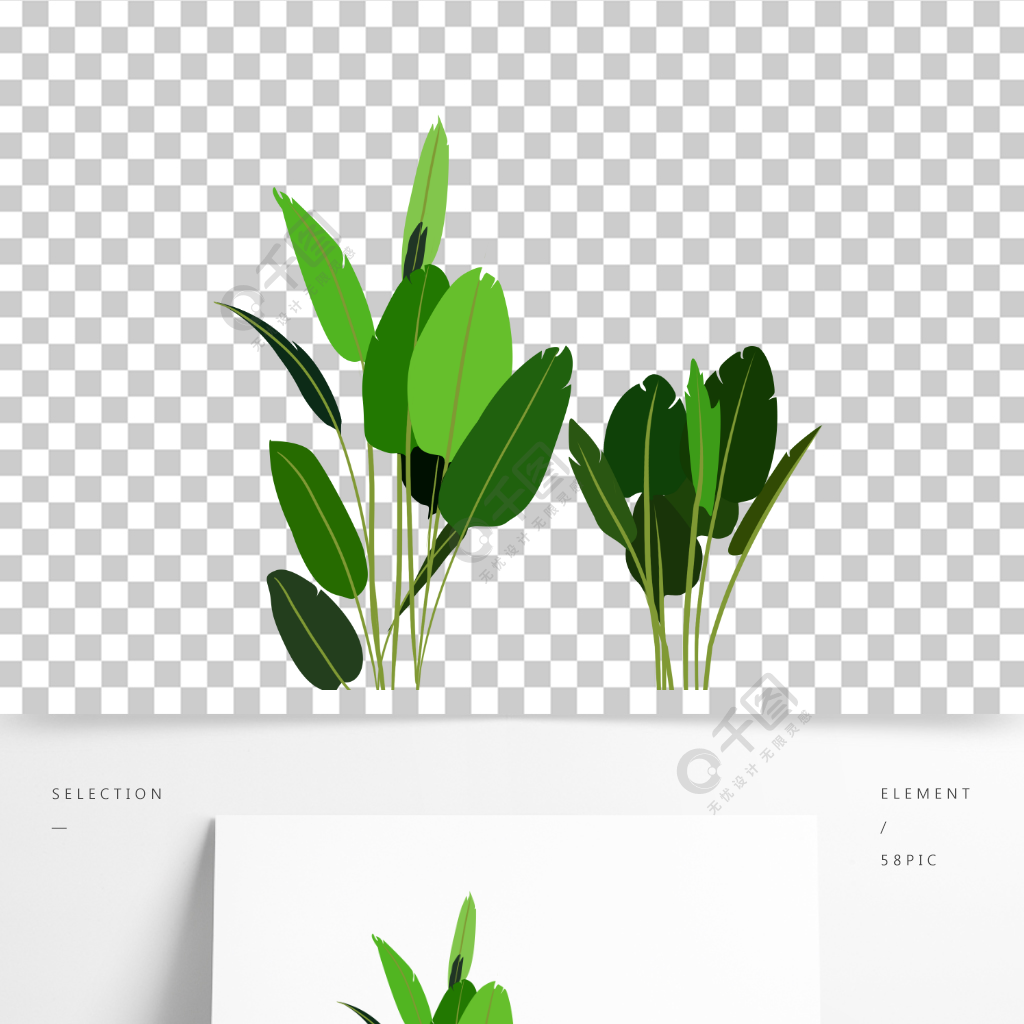 扁平风绿植绿叶叶子