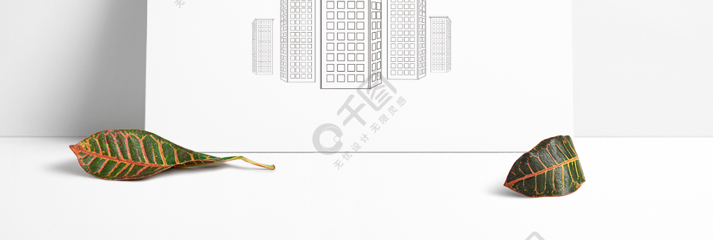 手绘城市高楼大厦白描线稿