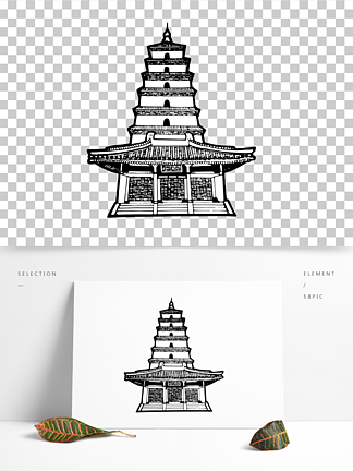 【古建筑线稿】图片免费下载_古建筑线稿素材_古建筑线稿模板-千图