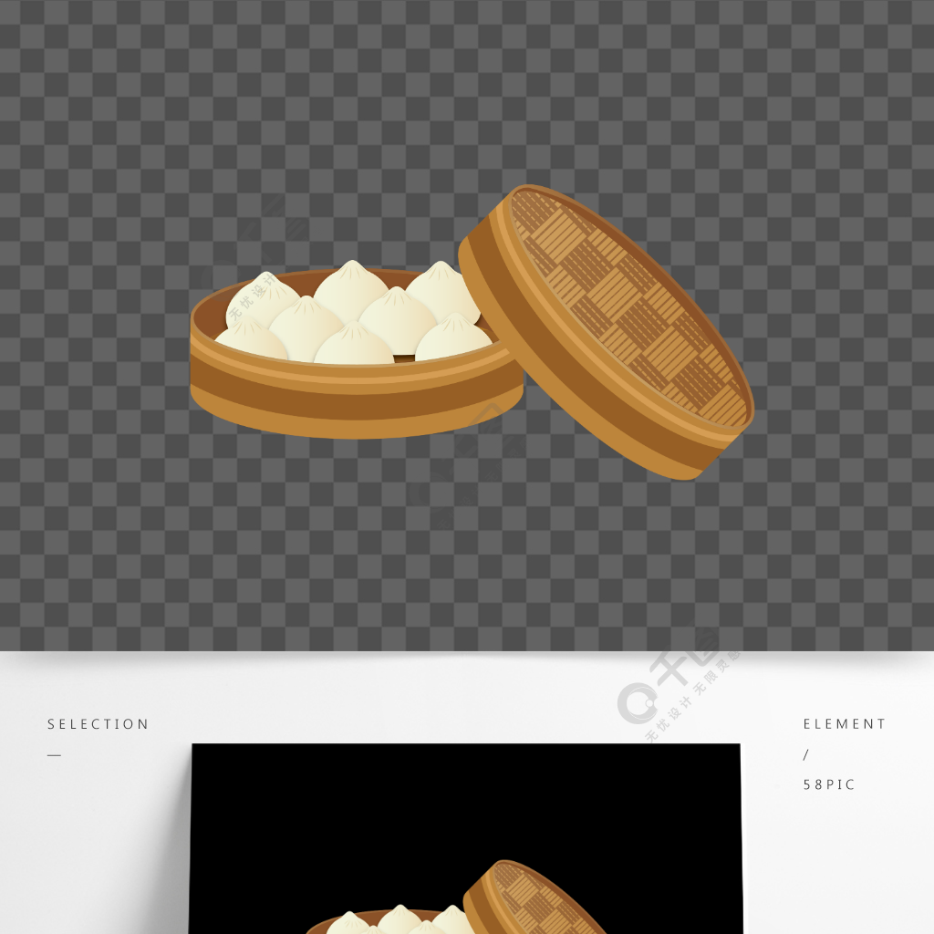 矢量卡通包子小笼汤包蒸包子蒸屉肉包子菜包