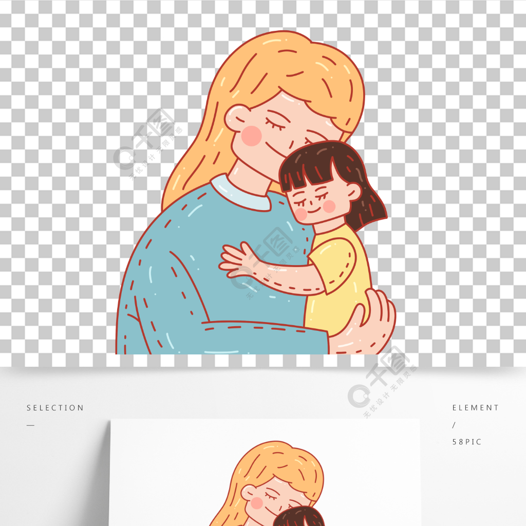 母亲节卡通母亲和孩子