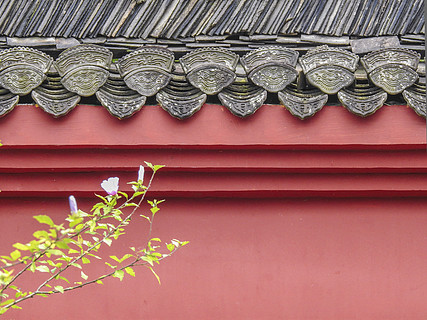 青瓦红墙极简中国风古建筑高清摄影图