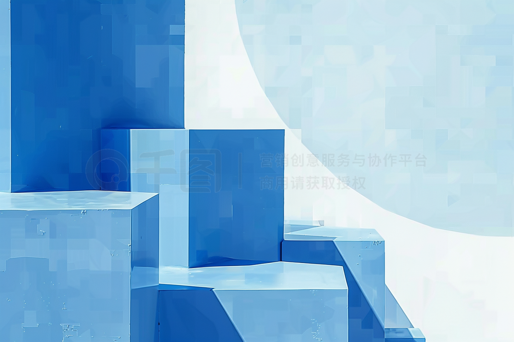 Abstract blue geometric shapes backgroundԼ׻Ҽͼγռ廭