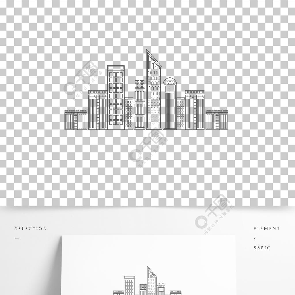 現代城市高樓大廈線條剪影