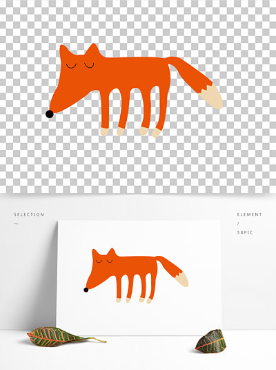 矢量森林動物卡通手繪狐狸貼紙元素