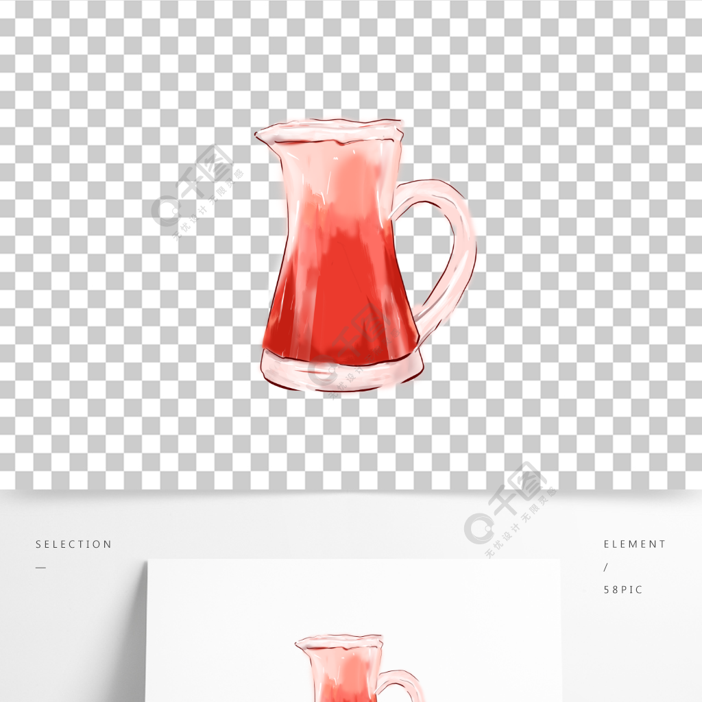 西瓜汁卡通手繪素材