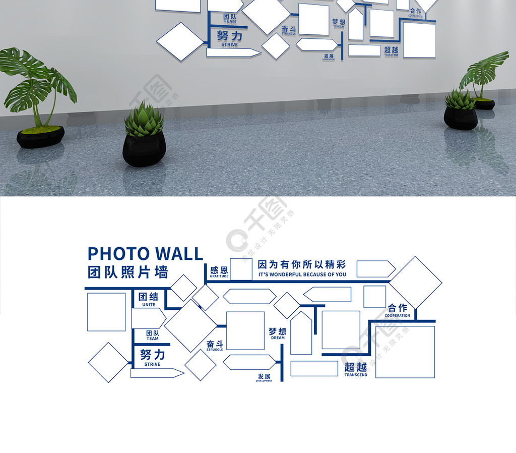 簡單大氣員工風采企業文化牆照片牆