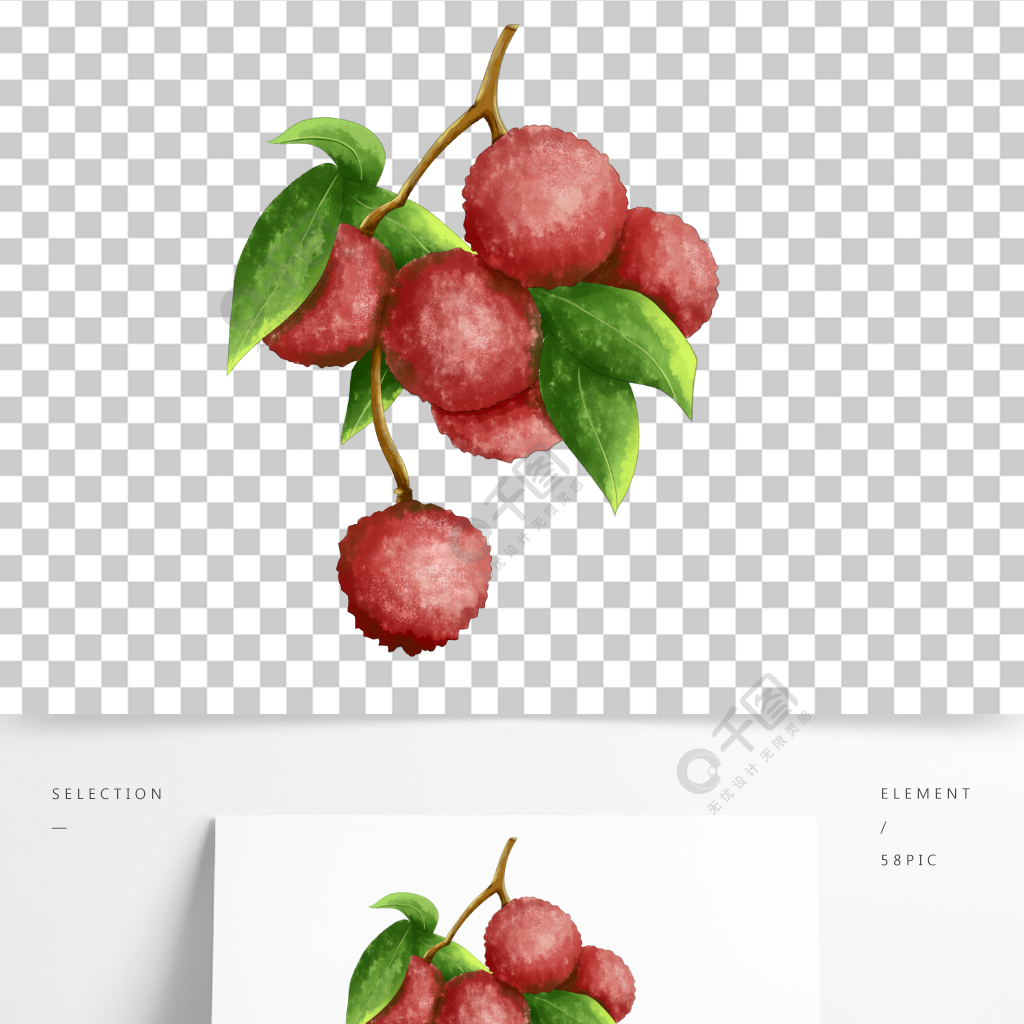 手繪荔枝原創水果插畫