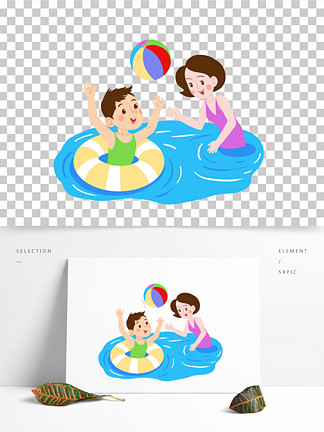  i>卡 /i> i>通 /i>手繪兒童游泳 i>皮 /i> i>球 /i>親子游戲