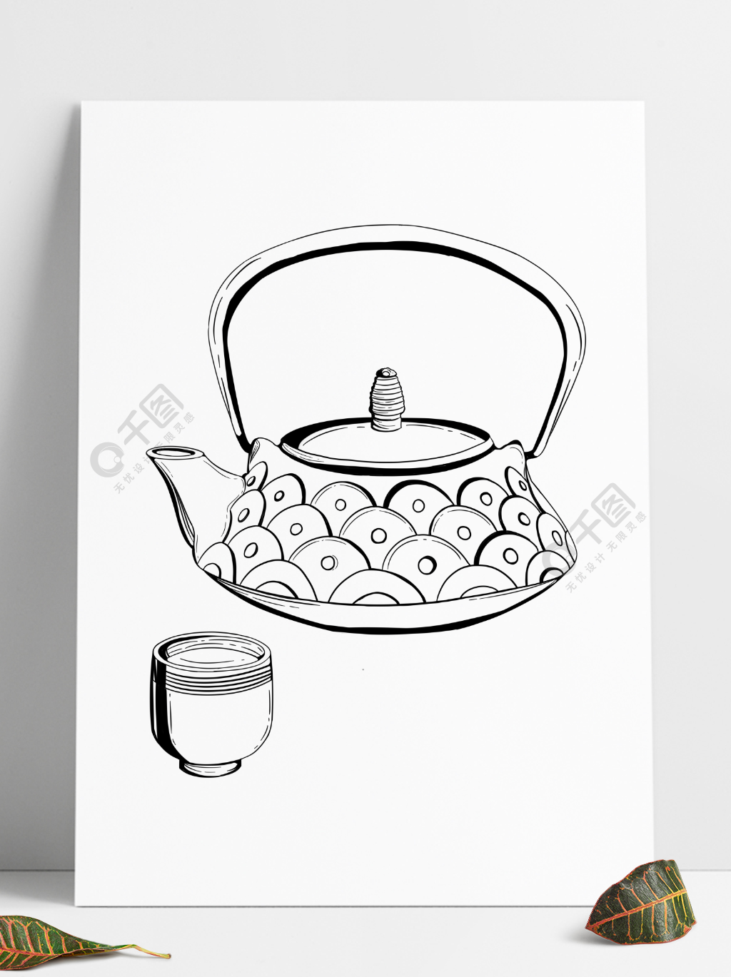青花瓷茶壶绘画图片图片