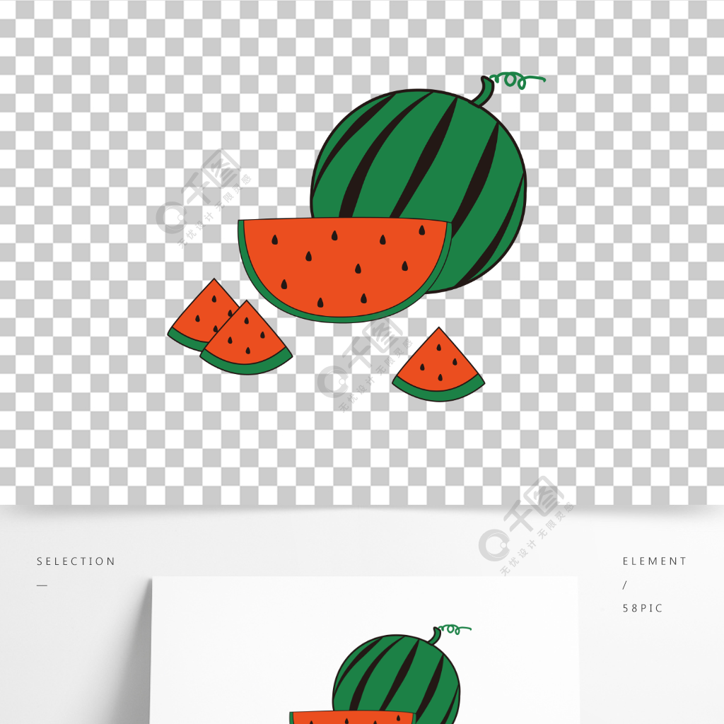 手繪卡通水果西瓜清涼夏日裝飾圖案立夏吃瓜