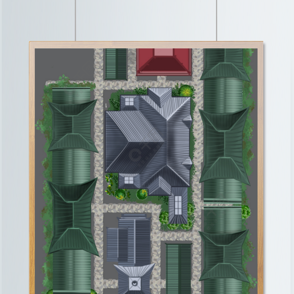 古代俯视建筑物地图