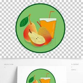 梨汁 卡通水果 梨子 卡通梨 饮品 果汁