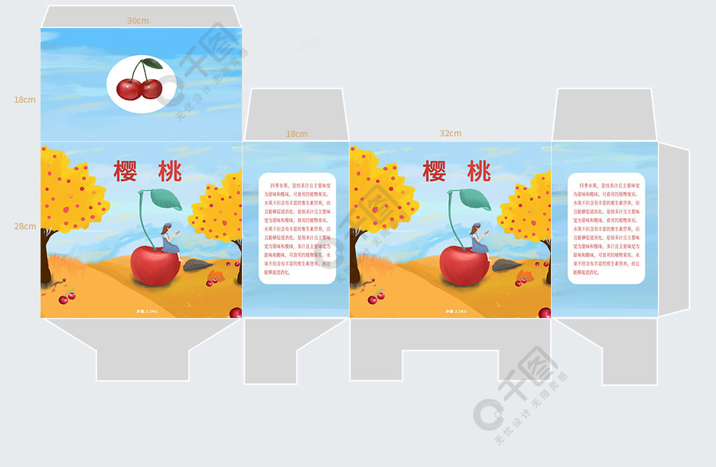 樱桃礼品盒平面图图片