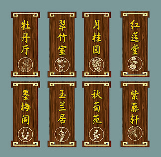 新中式花边仿古<i>木</i>纹门牌科室牌指示牌包厢牌