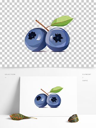 蓝莓水果夏季果<i>蔬</i>插画立体手绘素材矢量图